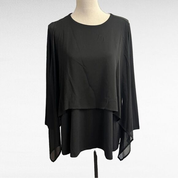 Marla Wynne Layers Chiffon Overlay Handkerchief Hem Poncho Top Size Small NWT - Picture 2 of 11